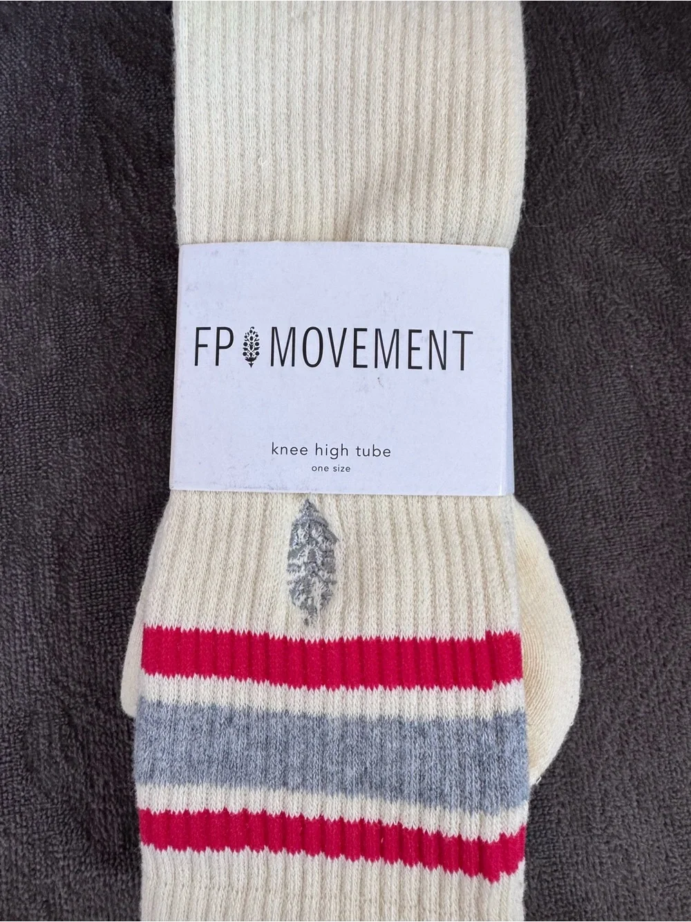 FP Movement by Free People Green Tall Sock & Cream Knee-High Tube Pair